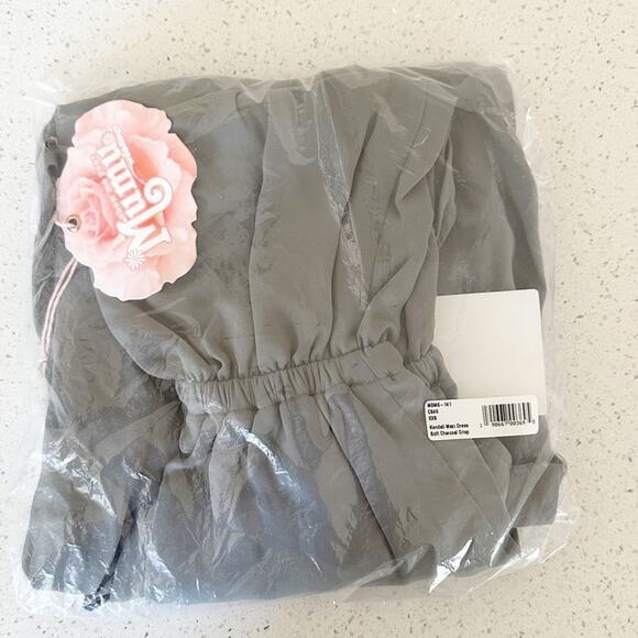 Show Me Your Mumu Kendall Maxi Dress Long Bridesmaid Soft Charcoal Crisp XXS NEW - Picture 4 of 5